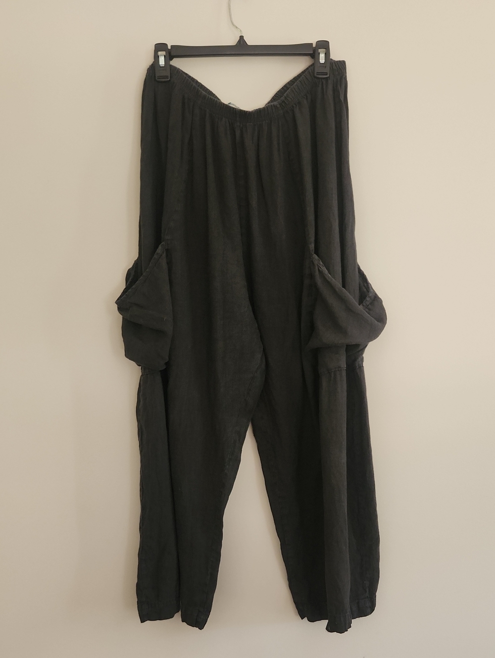 Blue Fish Black Wide-Leg Linen Blend Pants